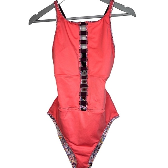 BLEU ROD BEATTIE Positano High Neck One Piece Swimsuit Size 10 Multicolor Print - Picture 6 of 11